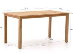 Forza Vico/Liverpool 145 cm Gartenmöbel-Set 5-teilig stapelbar
