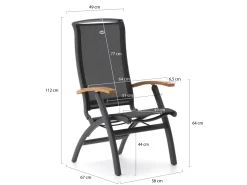 Hartman Da Vinci/Stephanie 200 cm Gartenmöbel-Set 5-teilig verstellbar