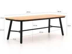 Hartman Tubb Gartenmöbel-Set 240 cm 7-teilig verstellbar