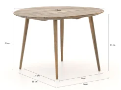 Intenso Parma/ROUGH-K ø 115 cm Gartenmöbel-Set 5-teilig stapelbar