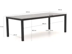 Manifesto Belpasso/Fidenza 220 cm Gartenmöbel-Set 7-teilig stapelbar