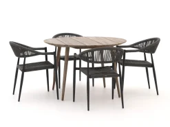 Manifesto Belpasso/ROUGH-K ø 115 cm Gartenmöbel-Set 5-teilig stapelbar