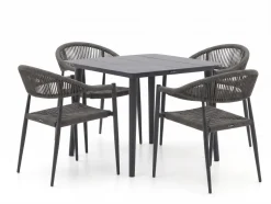 Manifesto Belpasso/Sora ø 90 cm Gartenmöbel-Set 5-teilig stapelbar