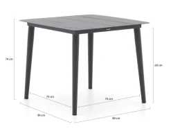 Manifesto Belpasso/Sora ø 90 cm Gartenmöbel-Set 5-teilig stapelbar