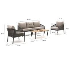 Manifesto Copparo Sessel-Sofa Lounge-Set 4-teilig