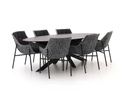 Manifesto Novara/Furato ellips 240 cm Gartenmöbel-Set 7-teilig