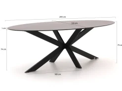Manifesto Novara/Furato ellips 240 cm Gartenmöbel-Set 7-teilig