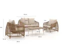 Manifesto Ortello/ROUGH-K Sessel-Sofa Lounge-Set 4-teilig 4-Sitzer