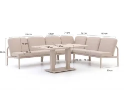 Manifesto San Teodoro/Usini 140 cm Dining Ecklounge-Set 5-teilig verstellbar