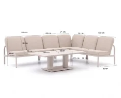 Manifesto San Teodoro/Usini 140 cm Dining Ecklounge-Set 5-teilig verstellbar
