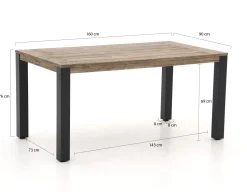 Manifesto Villongo/ROUGH-S 160 cm Gartenmöbel-Set 5-teilig stapelbar