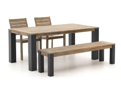 ROUGH-S/ROUGH-X 180 cm Gartenmöbel-Set mit Bank 4-teilig stapelbar