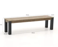ROUGH-S/ROUGH-X 180 cm Gartenmöbel-Set mit Bank 4-teilig stapelbar