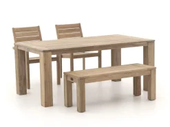 ROUGH-S/ROUGH-X 180 cm Gartenmöbel-Set mit Bank 4-teilig stapelbar