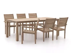 ROUGH-S 220x90 cm Gartenmöbel-Set 7-teilig stapelbar