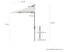 Shadowline balkon-Sonnenschirm 255x135 cm