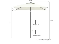 Shadowline Push-up Sonnenschirm 210x150 cm