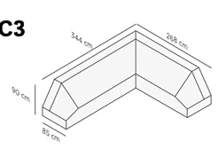 SUNS Gartenmöbelabdeckung C3 Ecklounge-Set rechts 344x268x90 cm