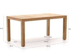 Sunyard Corby/Buxton 160 cm Gartenmöbel-Set 5-teilig verstellbar
