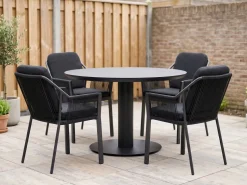 Tierra Outdoor Liv/La Fonte ø 120 cm Gartenmöbel-Set 5-teilig stapelbar