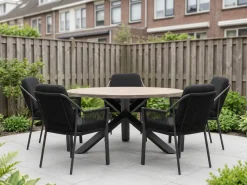 Tierra Outdoor Liv/ROUGH-Y ø 150 cm Gartenmöbel-Set 6-teilig stapelbar