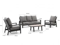Tierra Outdoor Musone Sessel-Sofa Lounge-Set 4-teilig 5-Sitzer verstellbar