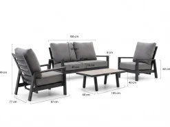 Tierra Outdoor Musone Sessel-Sofa Lounge-Set 4-teilig 4-Sitzer verstellbar