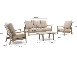 Tierra Outdoor Musone Sessel-Sofa Lounge-Set 4-teilig 5-Sitzer verstellbar