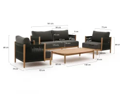 Zavelli Convivia Sessel-Sofa Lounge-Set 4-teilig 4-Sitzer