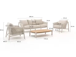 Zavelli Cuore Sessel-Sofa Lounge-Set 4-teilig 5-Sitzer