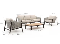 Zavelli Cuore Sessel-Sofa Lounge-Set 4-teilig 5-Sitzer